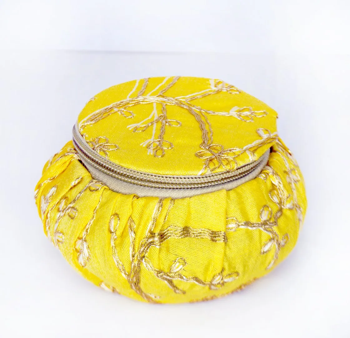 DESIGNER HANDI STYLE POTLI BAGS WEDDING FAVOUR & GIFT PACKING YELLOW– DPB08