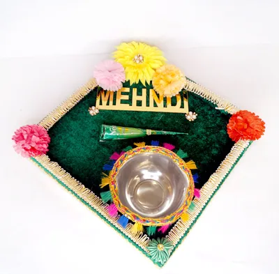 Traditional Mehndi Ceremony Platter green