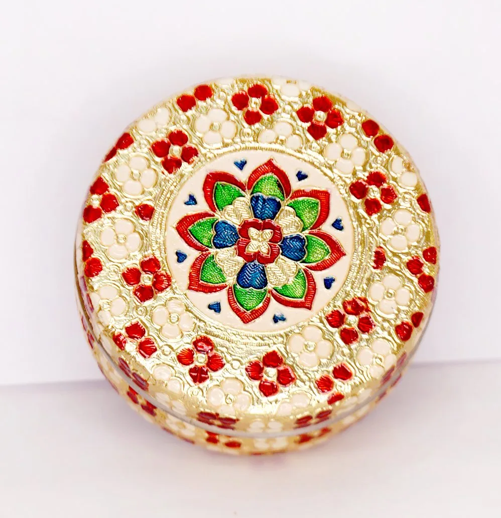 Premium Meenakari Heavy Work Decorative Dabba 8×3 Inch