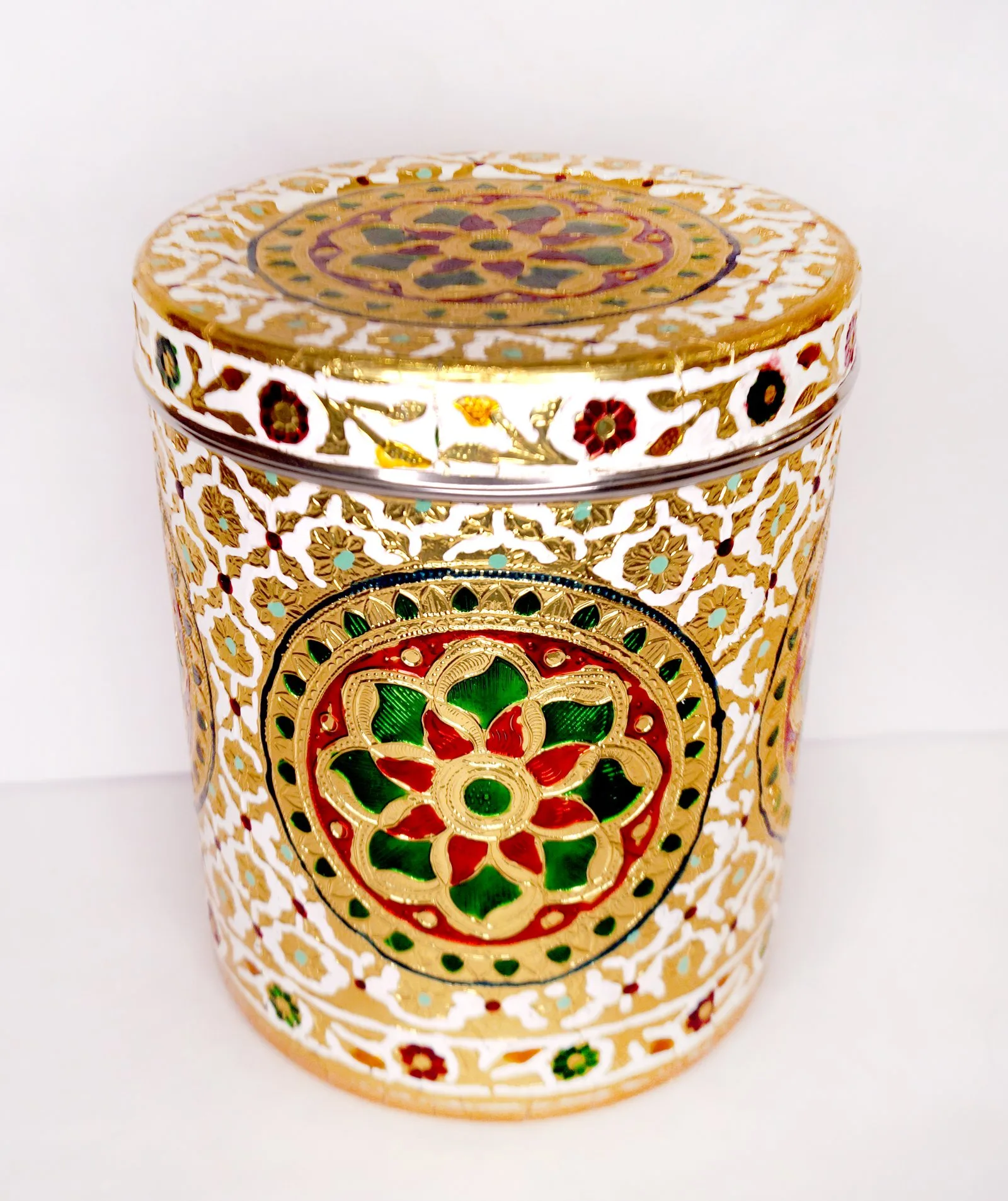Steel Meenakari Dabba, Decorative Storage Container Set for Dry Fruits, Mukhwas, Sweets and Kitchen Storage 12 INCH height