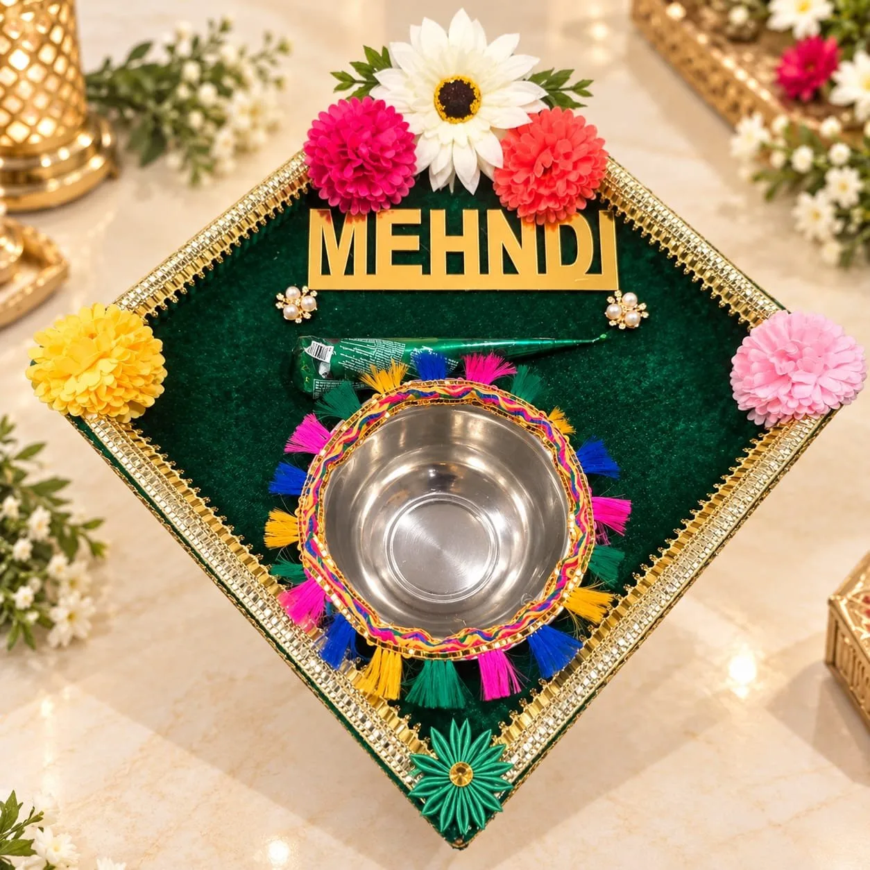 Mehndi Platter for Wedding Mehndi Ceremony Mehndi Rasam mhp02