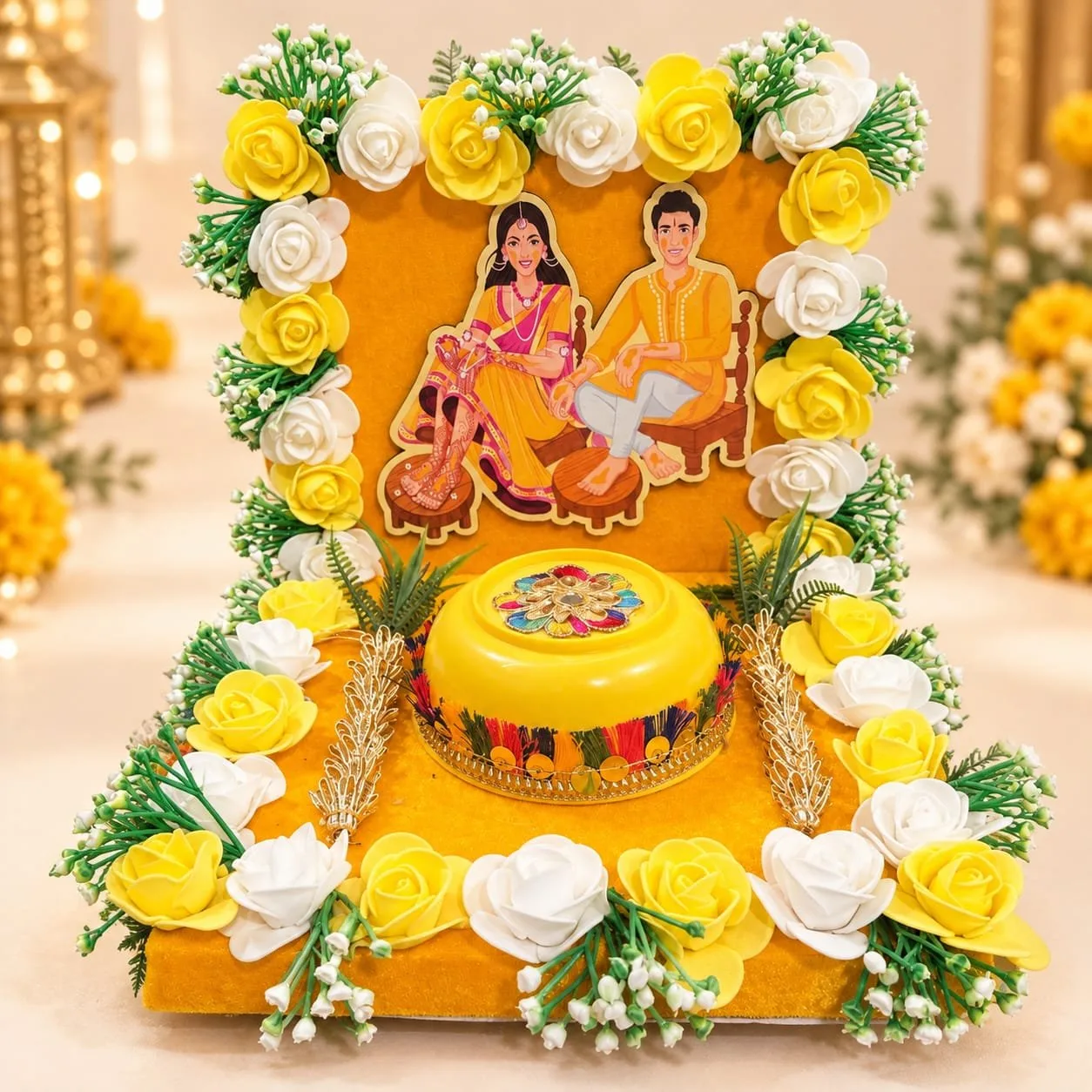 Haldi Ceremony Platter for Wedding Haldi Rasam | Traditional Haldi Function Decoration Plate hlpr01