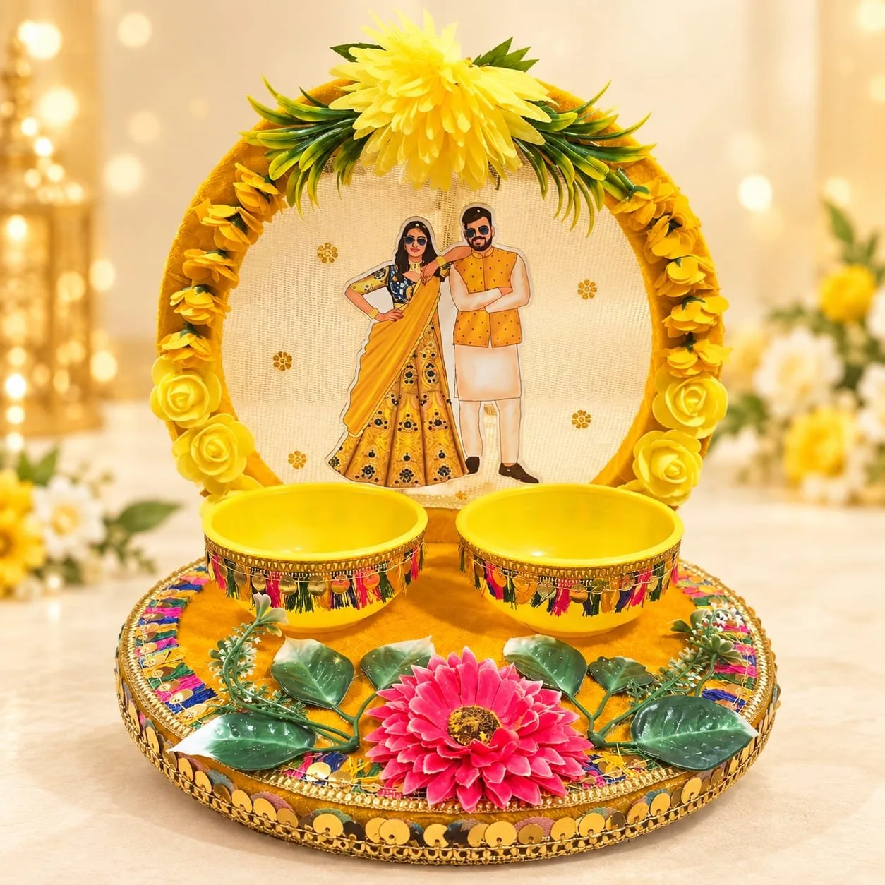 Haldi Ceremony Platter for Wedding Haldi Rasam | Traditional Haldi Function Decoration Plate hlpr02