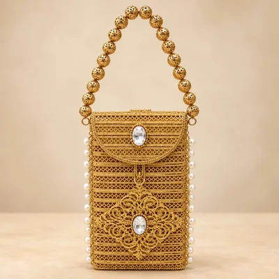 Premium Metal Mobile Pouch for Women Wedding Party and Festive Wear mobp04