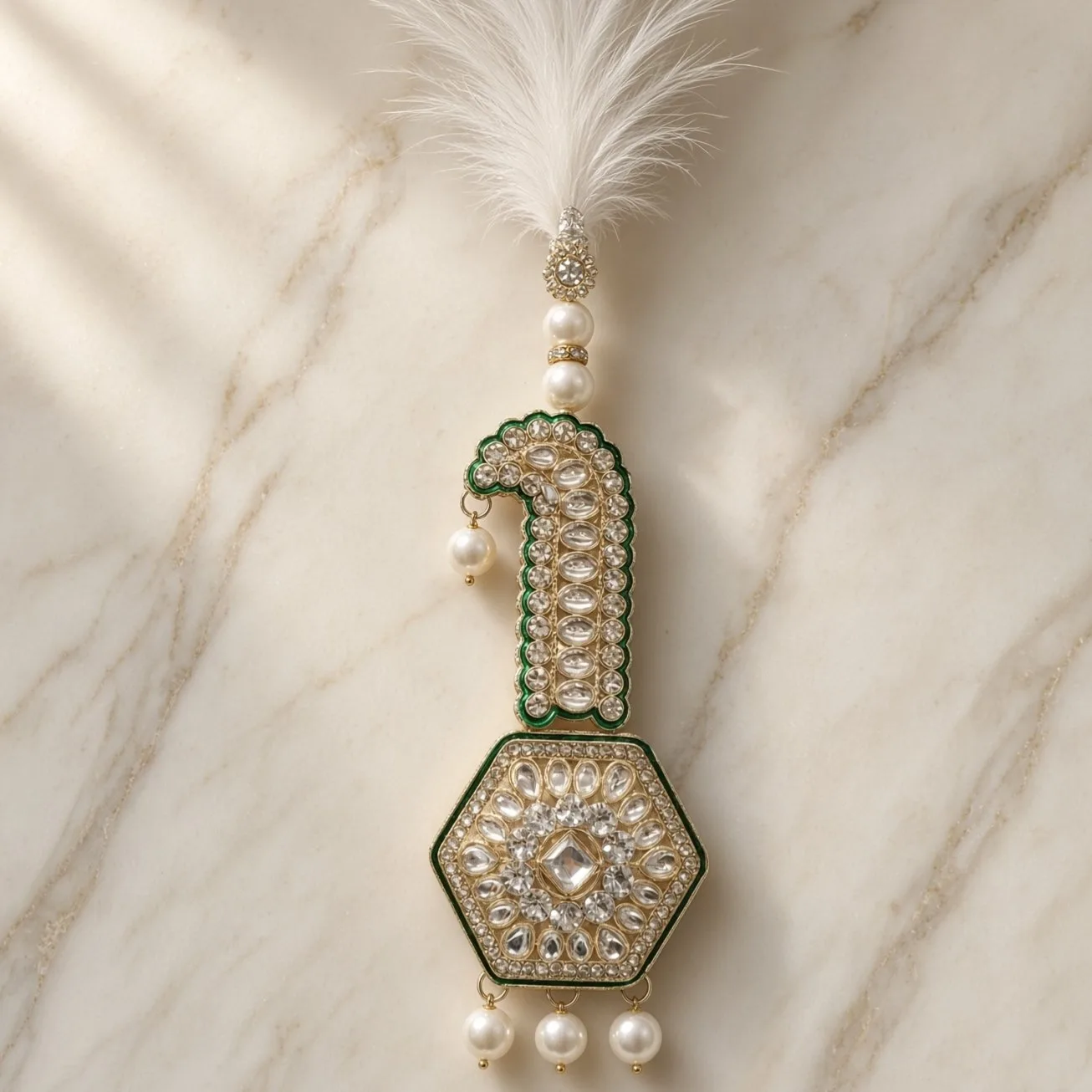 Handmade Groom Kalgi | Designer Feather Kalangi for Pagdi & Safa | Single Feather Kalgi hgk01
