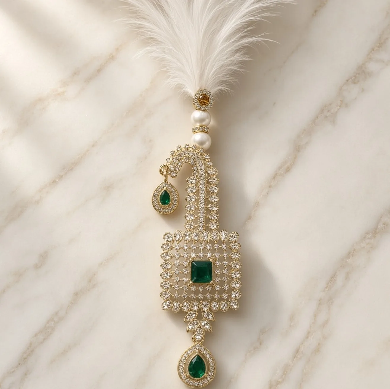 Handmade Groom Kalgi | Designer Feather Kalangi for Pagdi & Safa | Single Feather Kalgi hgk02