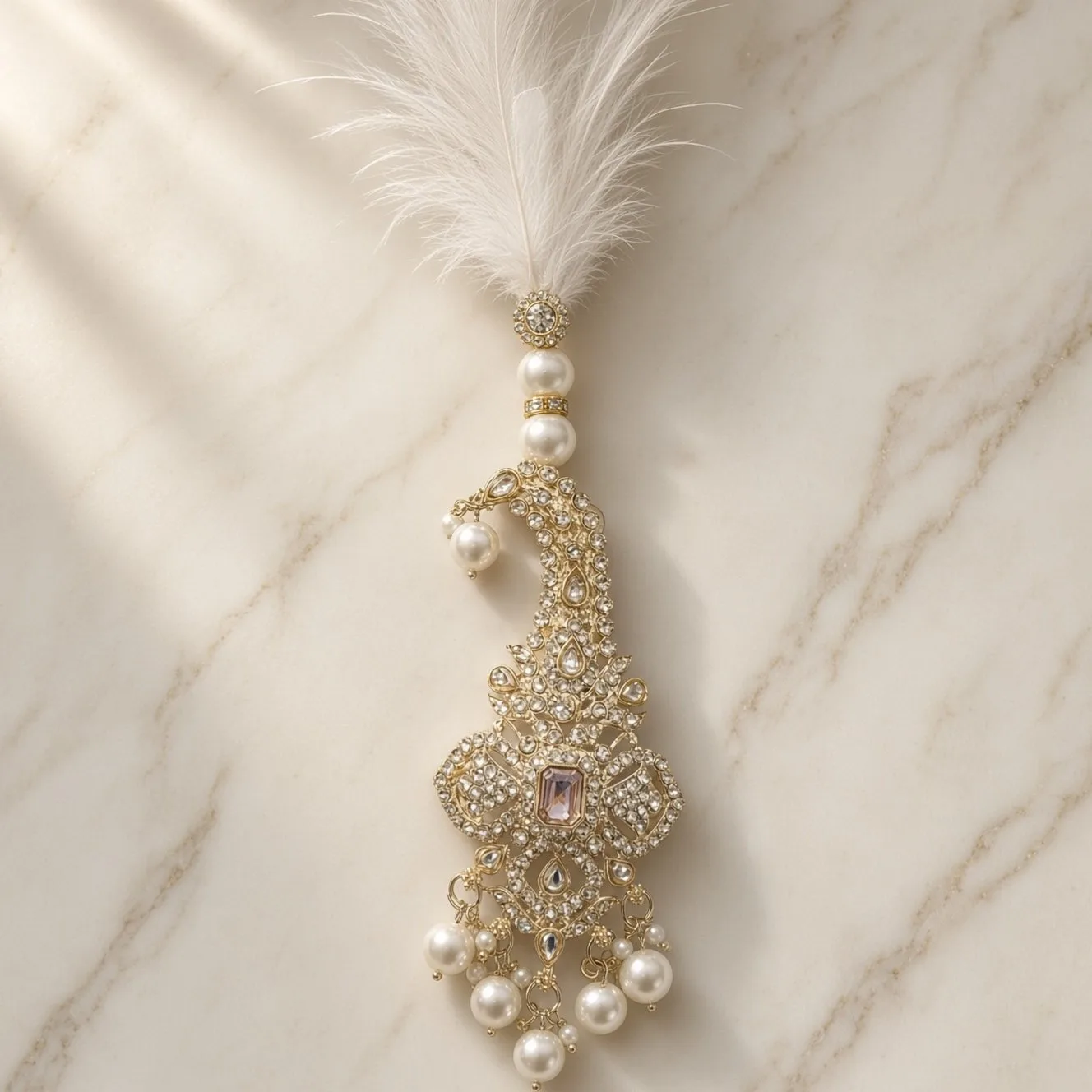 Handmade Groom Kalgi | Designer Feather Kalangi for Pagdi & Safa | Single Feather Kalgi hgk04