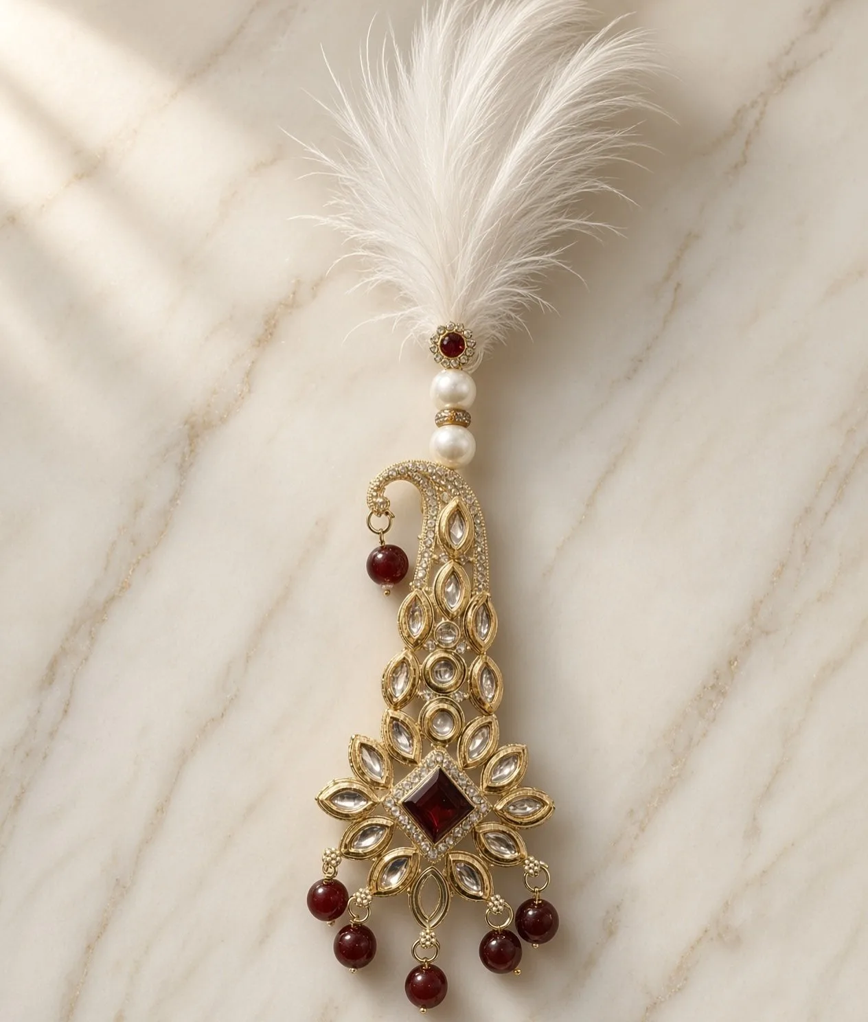 Handmade Groom Kalgi | Designer Feather Kalangi for Pagdi & Safa | Single Feather Kalgi hgk06