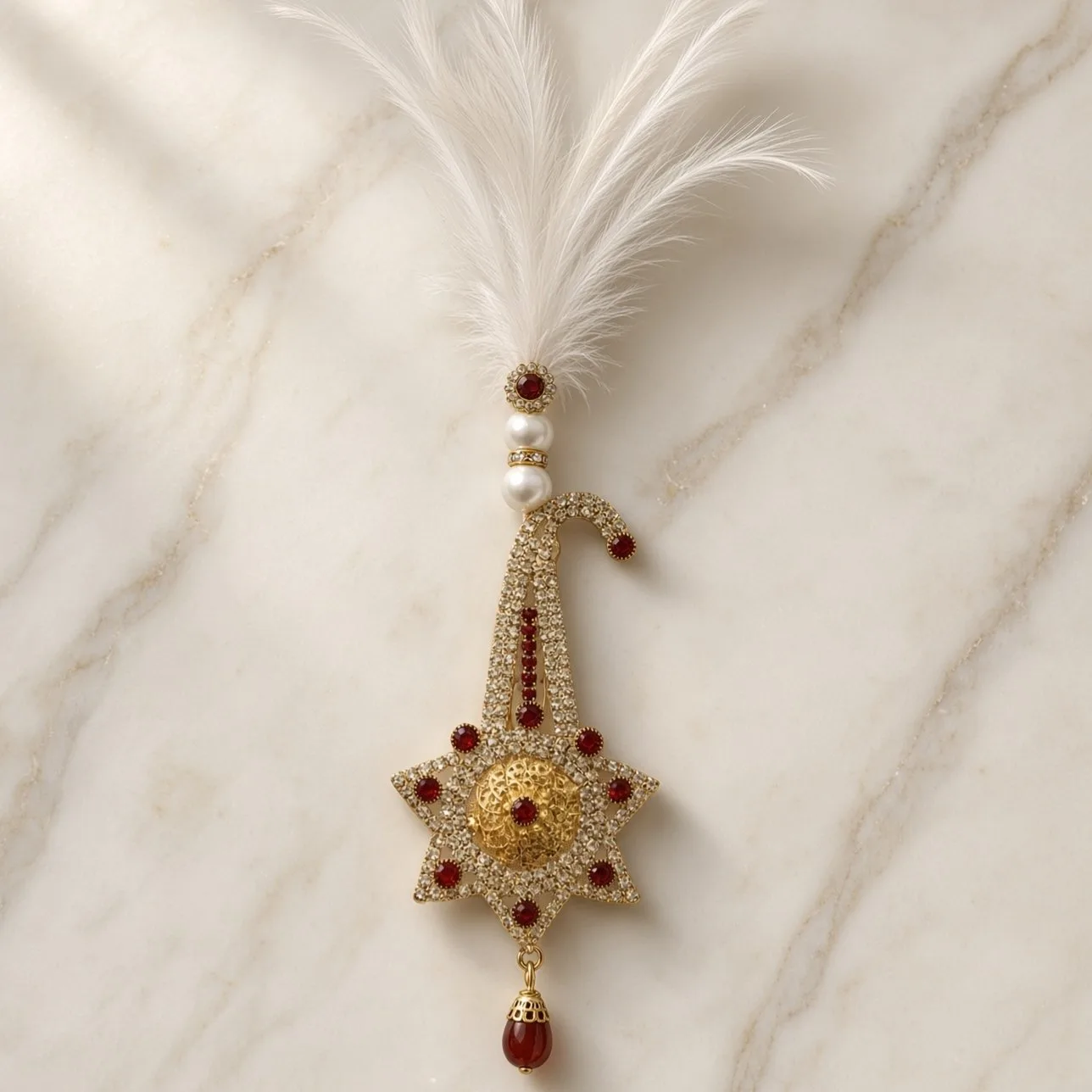 Handmade Groom Kalgi | Designer Feather Kalangi for Pagdi & Safa | Single Feather Kalgi hgk09