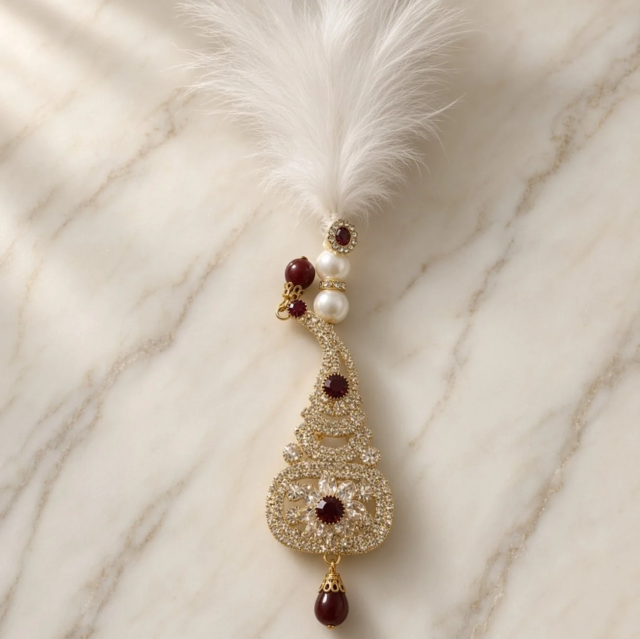 Handmade Groom Kalgi | Designer Feather Kalangi for Pagdi & Safa | Single Feather Kalgi hgk14