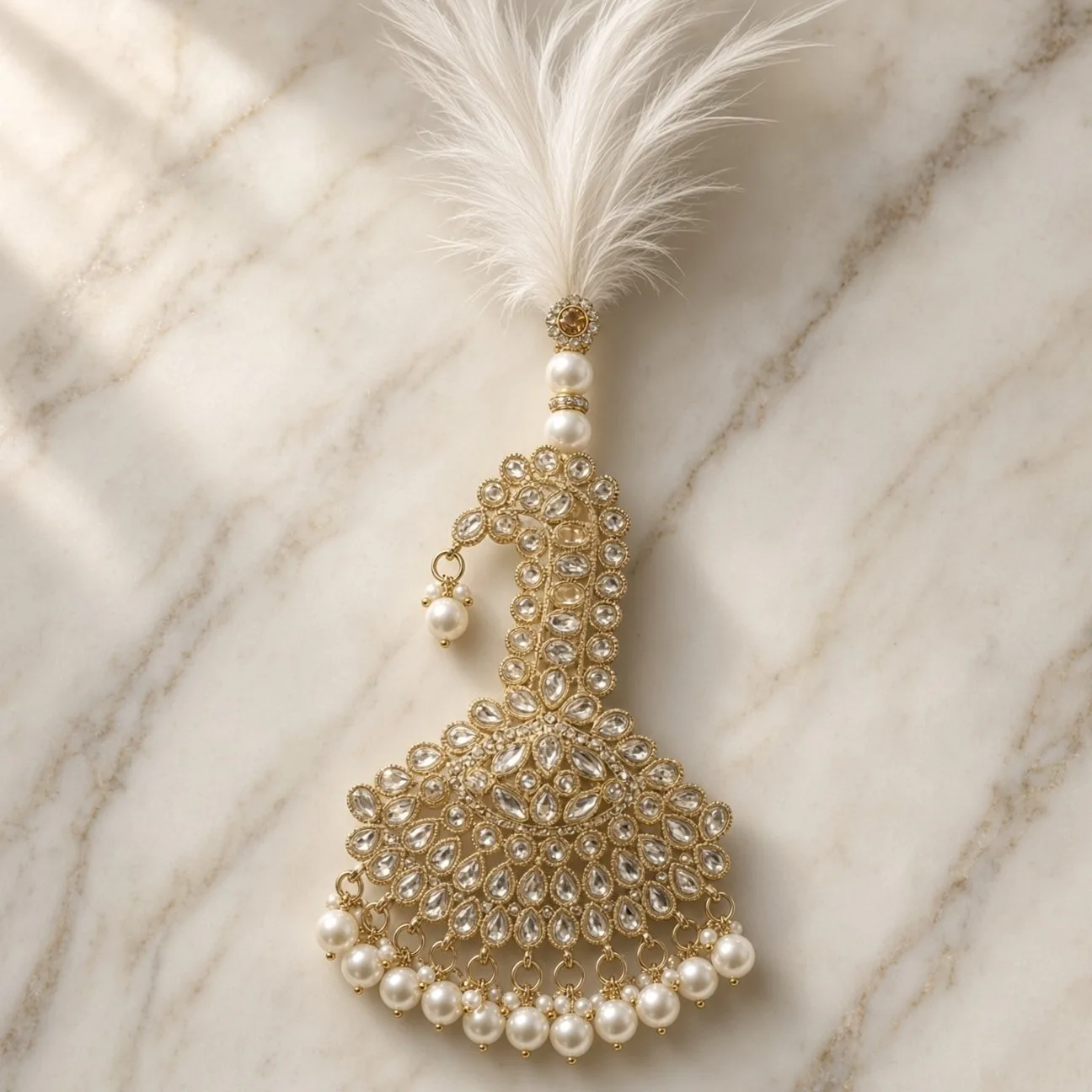 Handmade Groom Kalgi | Designer Feather Kalangi for Pagdi & Safa | Single Feather Kalgi hgk16