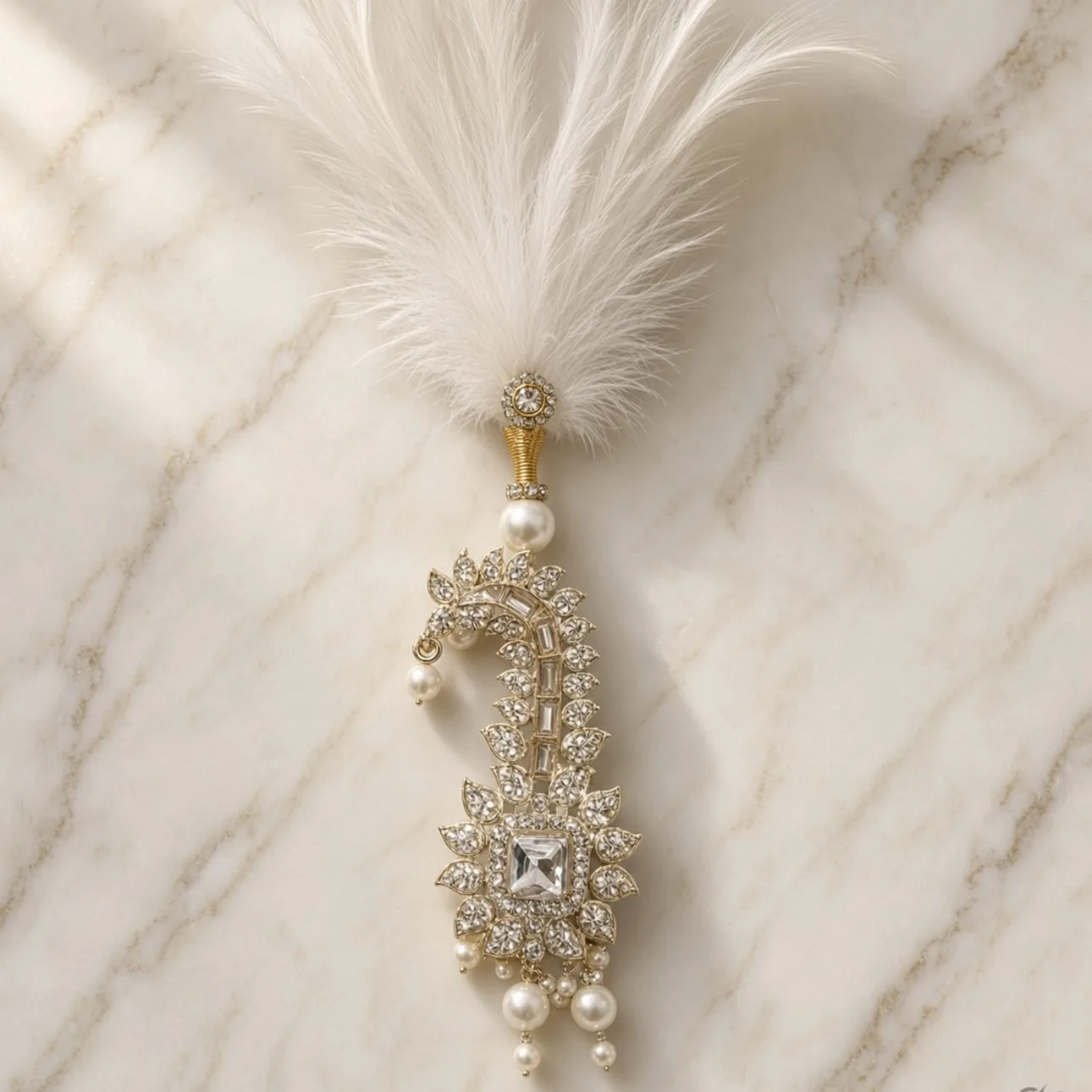 Handmade Groom Kalgi | Designer Feather Kalangi for Pagdi & Safa | Single Feather Kalgi hgk20