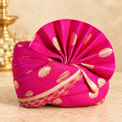 Men's Rani pink Bandhani Wedding Safa Pagdi | Traditional Indian barati pagdi swagat pagdi / Turban