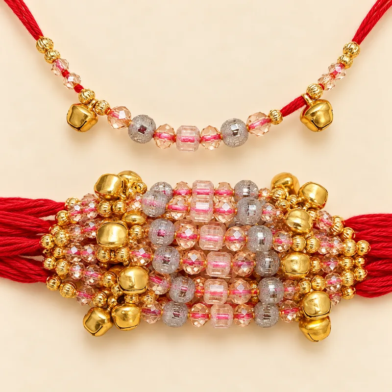 Traditional Wedding Ganna / Gaana Wrist Band for ladies – Pack of 12 Pieces red with ghunghroo and crystal beads