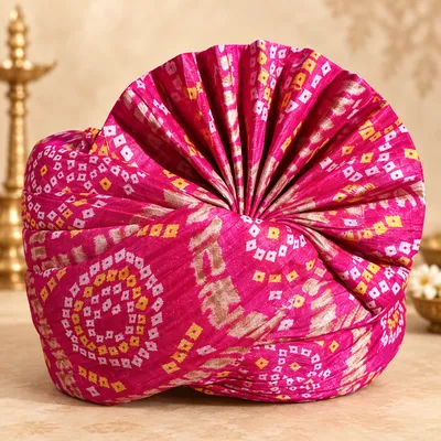 Men's pink bhandej Bandhani Wedding Safa Pagdi | Traditional Indian barati pagdi swagat pagdi / Turban