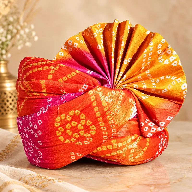 Men's bhandej Bandhani Wedding Safa Pagdi | Traditional Indian barati pagdi swagat pagdi / Turban
