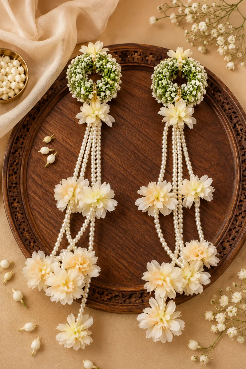 Floral Kalire for Bride & Women 21 inch | Fancy Flower Kaleera for Haldi, Mehndi, Wedding, Carnival & Ladies Sangeet pack of 2 pieces / 1 pair