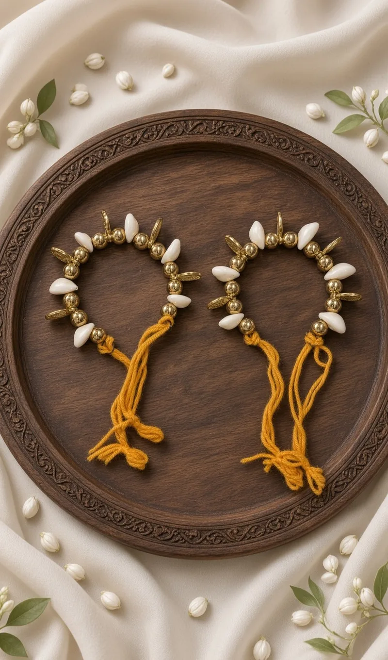Fancy Wedding Ganna / Gaana Wrist Band bracelet type with latkan – Pack of 12 pc / 6 pair
