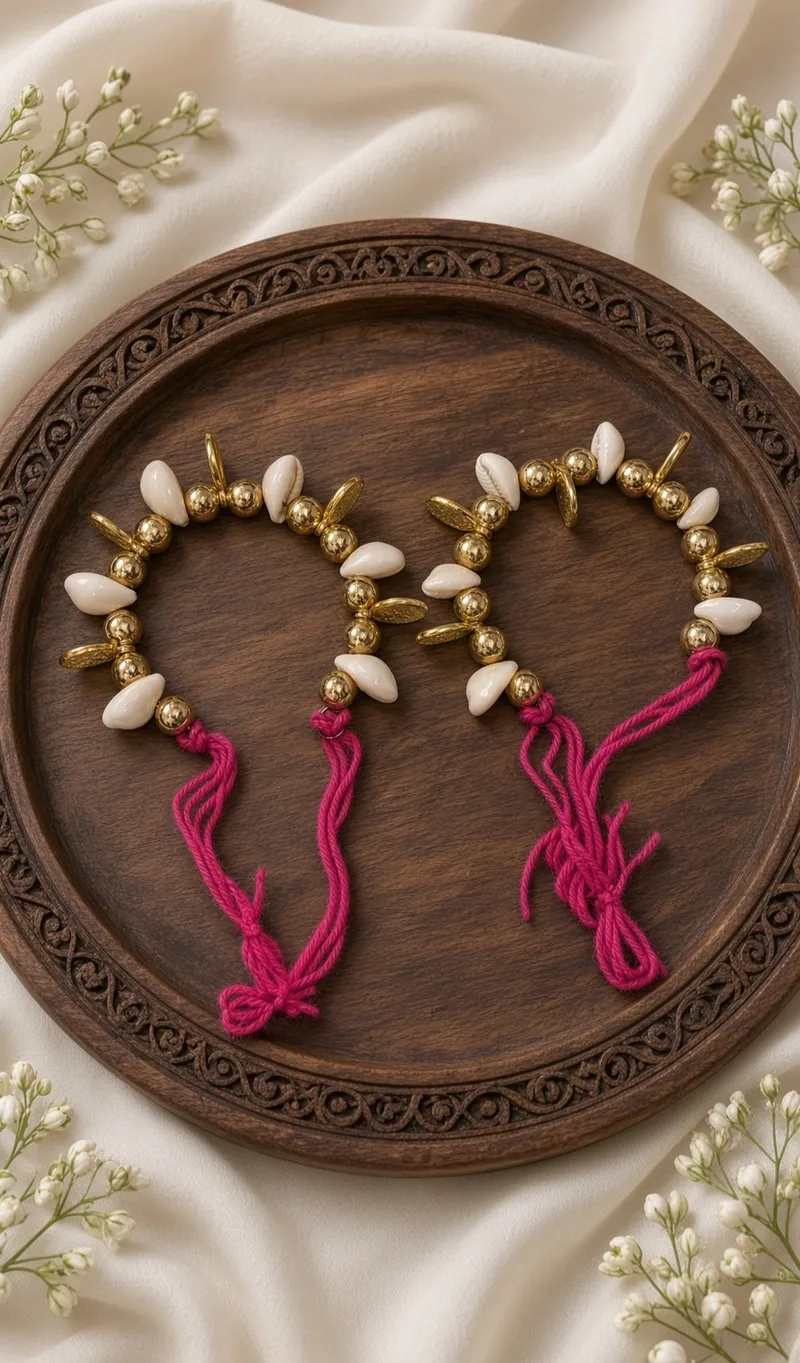Fancy Wedding Ganna / Gaana Wrist Band bracelet type with latkan – Pack of 12 pc / 6 pair