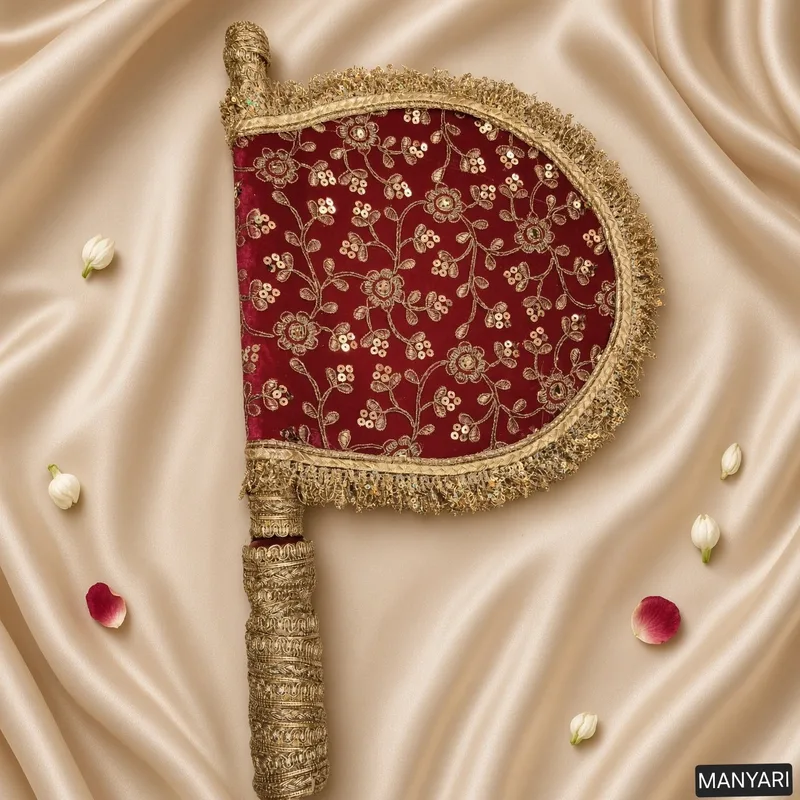 Decorative Handmade Wedding Fan | Traditional Shadi Ka Pankha (Pankhi Vinjano) | Ethnic Hand Fan for Weddings, Festivals & Gifting | Pack of 1