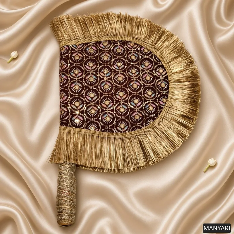 Decorative Handmade Wedding Fan | Traditional Shadi Ka Pankha (Pankhi Vinjano) | Ethnic Hand Fan for Weddings, Festivals & Gifting | Pack of 1