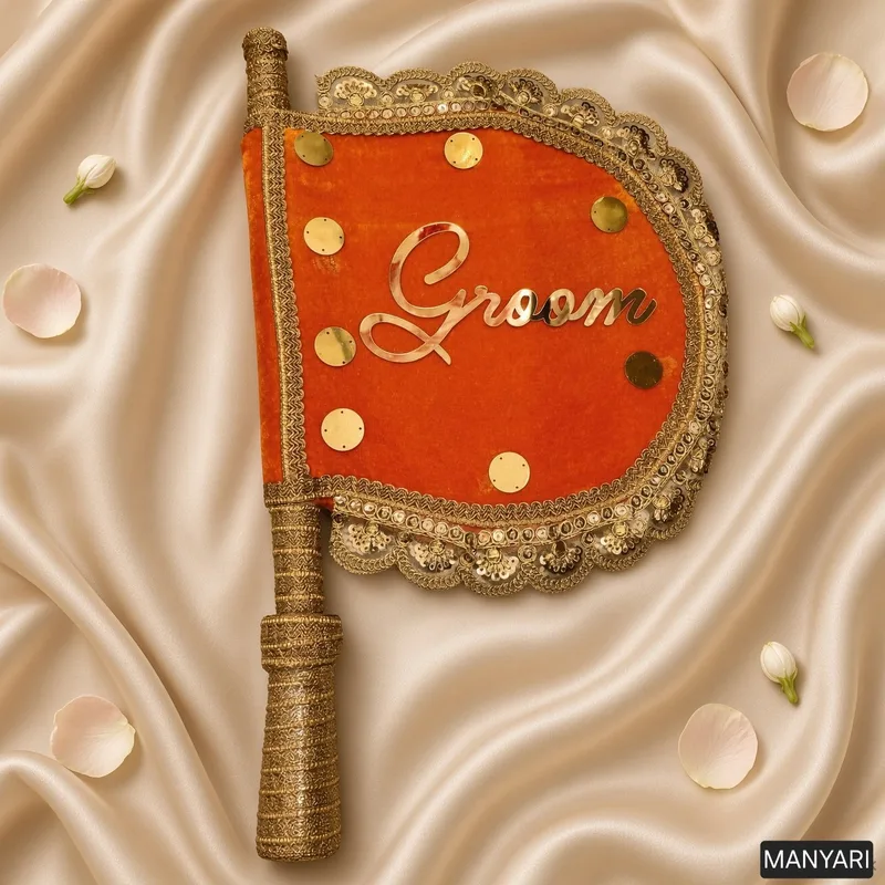 Decorative Handmade Wedding Fan | Traditional Shadi Ka Pankha (Pankhi Vinjano) | Ethnic Hand Fan for Weddings, Festivals & Gifting | Pack of 1