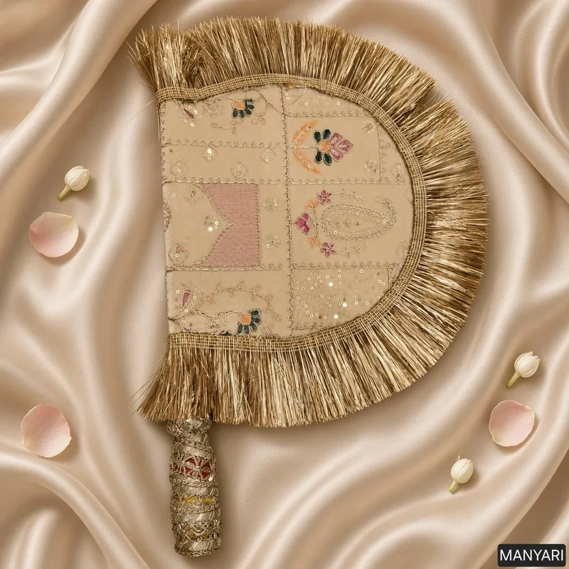 Decorative Handmade Wedding Fan | Traditional Shadi Ka Pankha (Pankhi Vinjano) | Ethnic Hand Fan for Weddings, Festivals & Gifting | Pack of 1