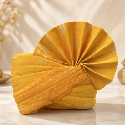 Men's yellow Bandhani Wedding Safa Pagdi | Traditional Indian barati pagdi swagat pagdi / Turban