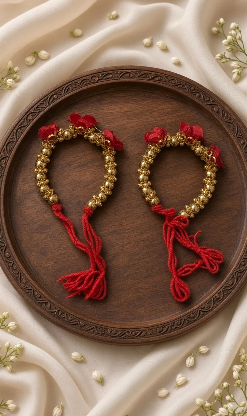 Fancy Wedding Ganna / Gaana Wrist Band bracelet type with latkan – Pack of 12 pc / 6 pair