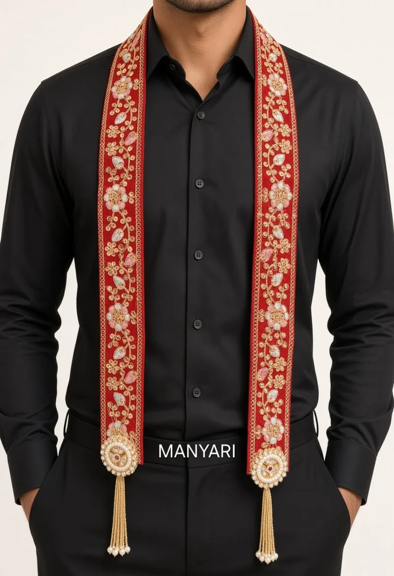 Swagat Patka for Welcome Guests Traditional Indian Welcome Scarf for Wedding or Club Events or Inauguration or Religious Functions red