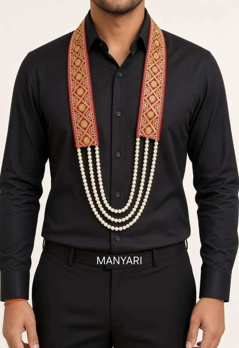 Swagat Patka for Welcome Guests Traditional Indian Welcome Scarf for Wedding or Club Events or Inauguration or Religious Functions motimala patka Milni Mala