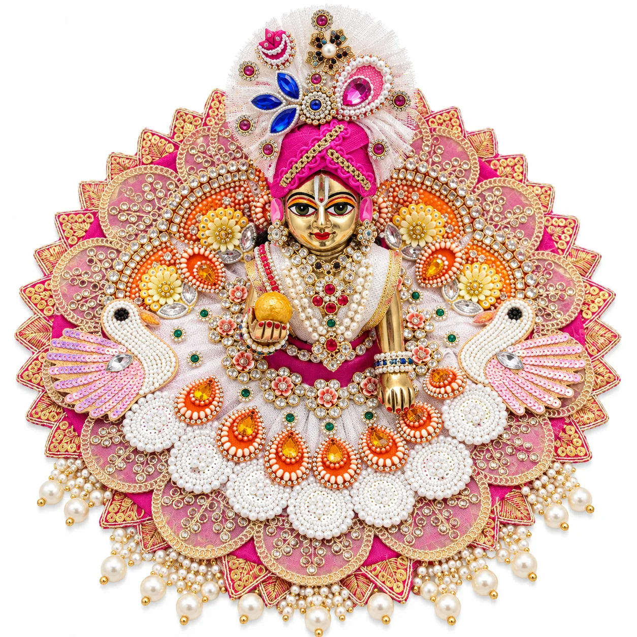 Premium Handcrafted Laddu Gopal Poshak / Dress lgp02 peach colour