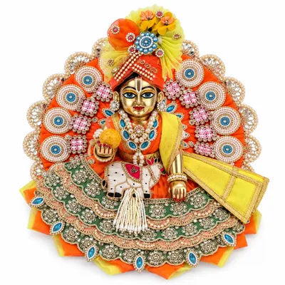 Premium Handcrafted Laddu Gopal Poshak / Dress lgp05 orange colour