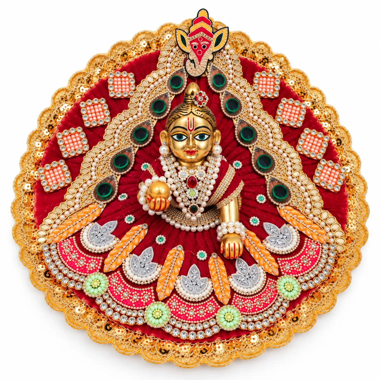 Premium Handcrafted Laddu Gopal Poshak / Dress lgp07 red colour
