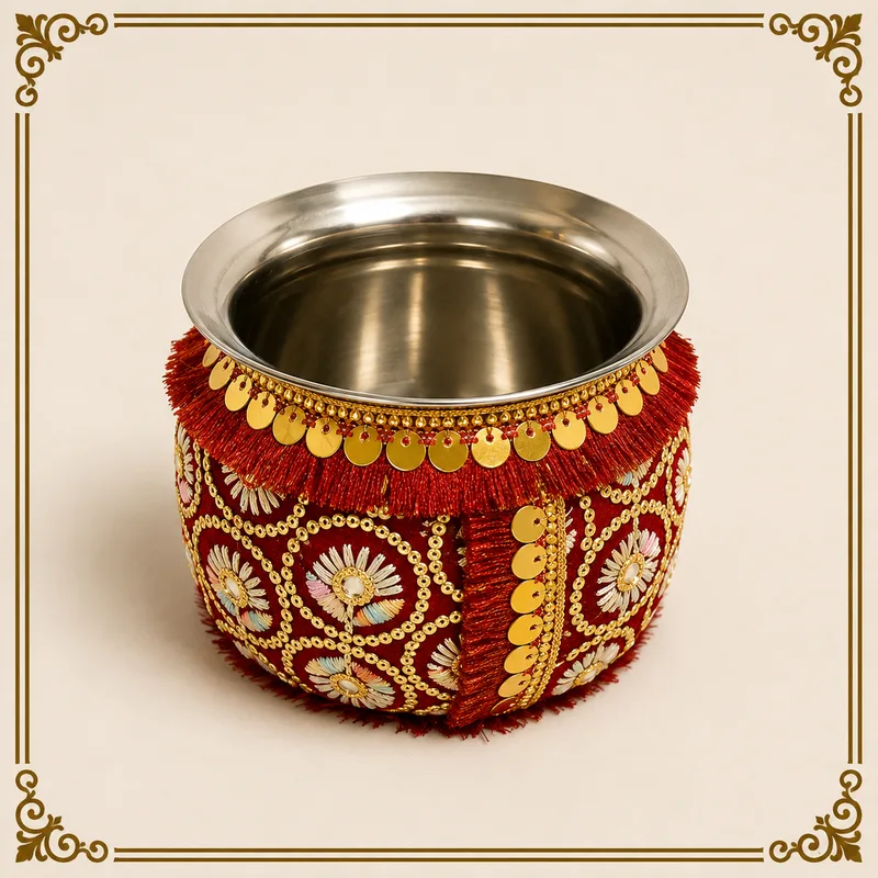 DECORATIVE STEEL LOTA / WATER POT FOR POOJA, WEDDING & FESTIVE CEREMONY – DL15