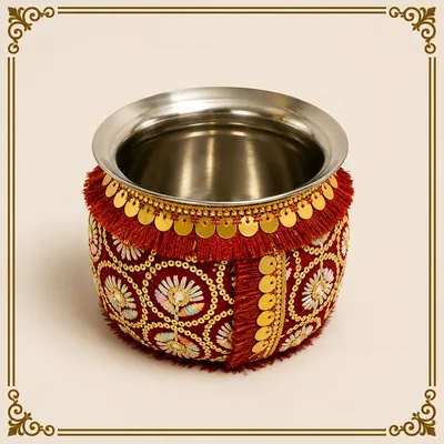 DECORATIVE STEEL LOTA / WATER POT FOR POOJA, WEDDING & FESTIVE CEREMONY – DL15