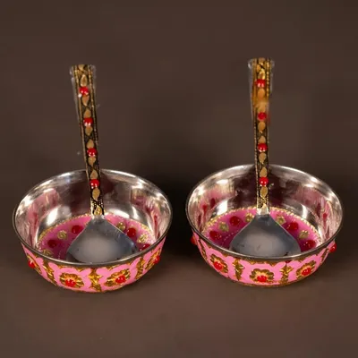Pink Meenakari Pooja Thali Set 10 Inch thumbnail 5