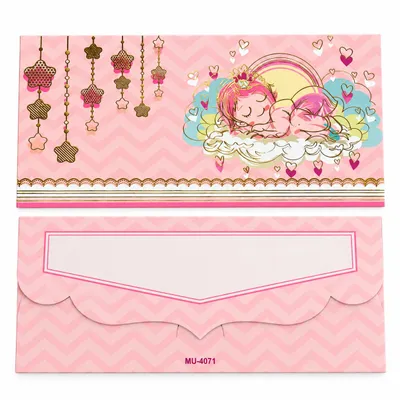 Baby Theme Cash Gift Envelope Designer Money Shagun Envelope Pink pack of 10 pc