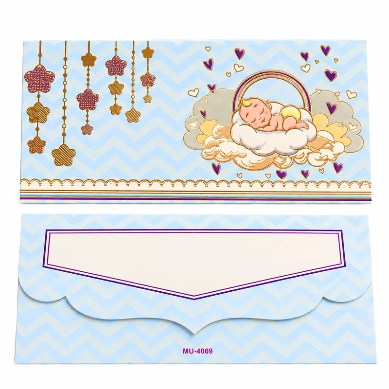 Baby Theme Cash Gift Envelope Designer Money Shagun Envelope blue pack of 10 pc