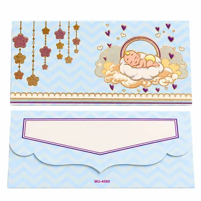 Baby Theme Cash Gift Envelope Designer Money Shagun Envelope blue pack of 10 pc