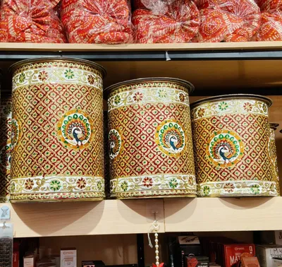 Premium Heavy Meenakari Tanki Set of 3 for Wedding Badi, Papad & Sweets Packing thumbnail 2