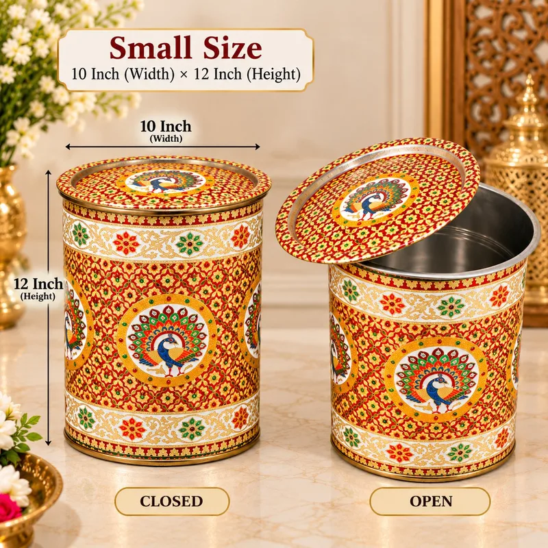 Small Heavy Meenakari Tanki for Wedding Badi Papad and Sweets Packing