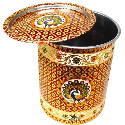 Small Heavy Meenakari Tanki for Wedding Badi Papad and Sweets Packing thumbnail 3