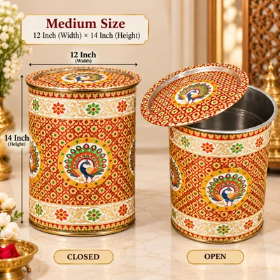Medium Heavy Meenakari Tanki for Wedding Badi Papad and Sweets Packing