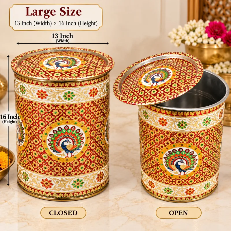 Large Heavy Meenakari Tanki for Wedding Badi Papad and Sweets Packing