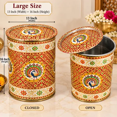 Large Heavy Meenakari Tanki for Wedding Badi Papad and Sweets Packing