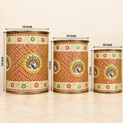 Large Heavy Meenakari Tanki for Wedding Badi Papad and Sweets Packing thumbnail 2