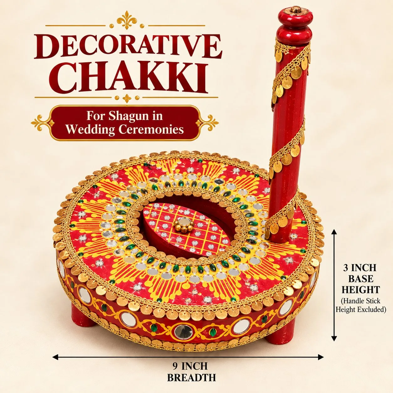 Decorative Chakki for Wedding Shagun & Traditional Indian Marriage Ceremonies