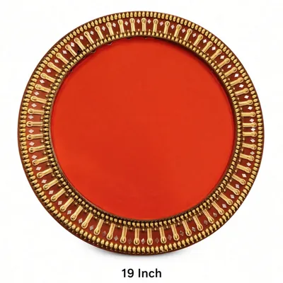 Premium Decorative Packing Tray / Thali | 19 Inch | Red & Gold | For Dry Fruits, Gifts & Festive Occasions thumbnail 3