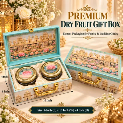 Premium Decorative Dry Fruit Gift Box with 2 Jars | Luxury Wedding & Festive Gift Hamper Box